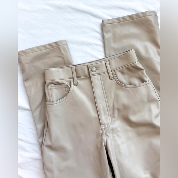 Abercrombie Vegan Leather Beige Pants - Picture 9 of 11